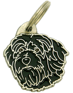 Terrier tibetano  preto <br> (placa de identificação para cães, Gravado incluído)